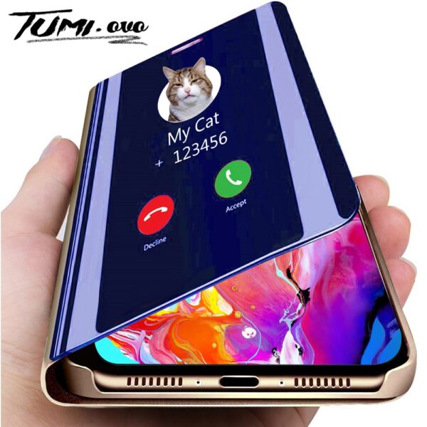 قاب هوشمند آینه ای تاشو چرمی سنسوردار Smart Mirror Flip Phone Case