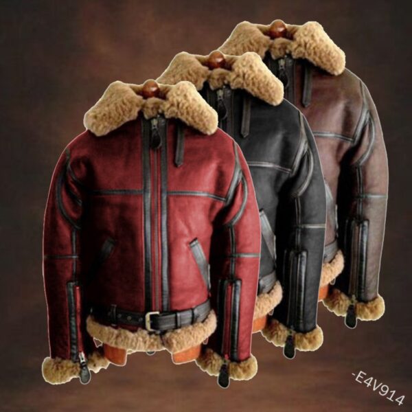 کت چرم زمستانی بوفالو یقه پشمی Faux fur