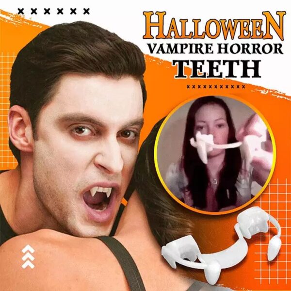 دندان ومپایراتوماتیک سیلیک‌ونی طبیعی Decoration Vampire Teeth Retractable Zombie Teeth Safety Soft Silicone