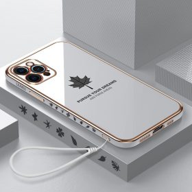 قاب لاکچری گلدن پلیت افراسیلیکونی آیفون Luxury Cute Maple Leaf