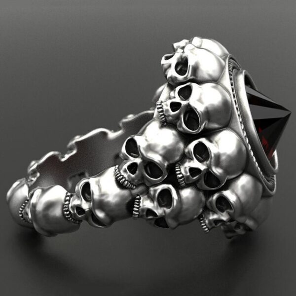انگشتر گاتیک اسکلتی یاقوت Gothic Skull Finger Ring