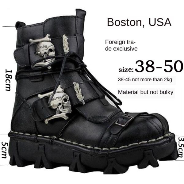 بوت پانک اسکلتی چرم طبیعی Skull punk Boots