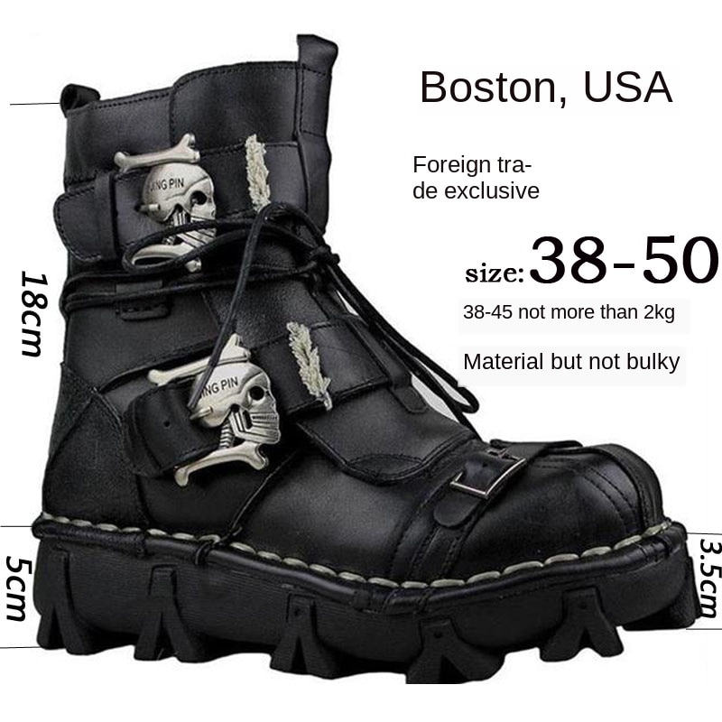بوت پانک اسکلتی چرم طبیعی Skull punk Boots 1 بوت پانک اسکلتی چرم طبیعی Skull punk Boots