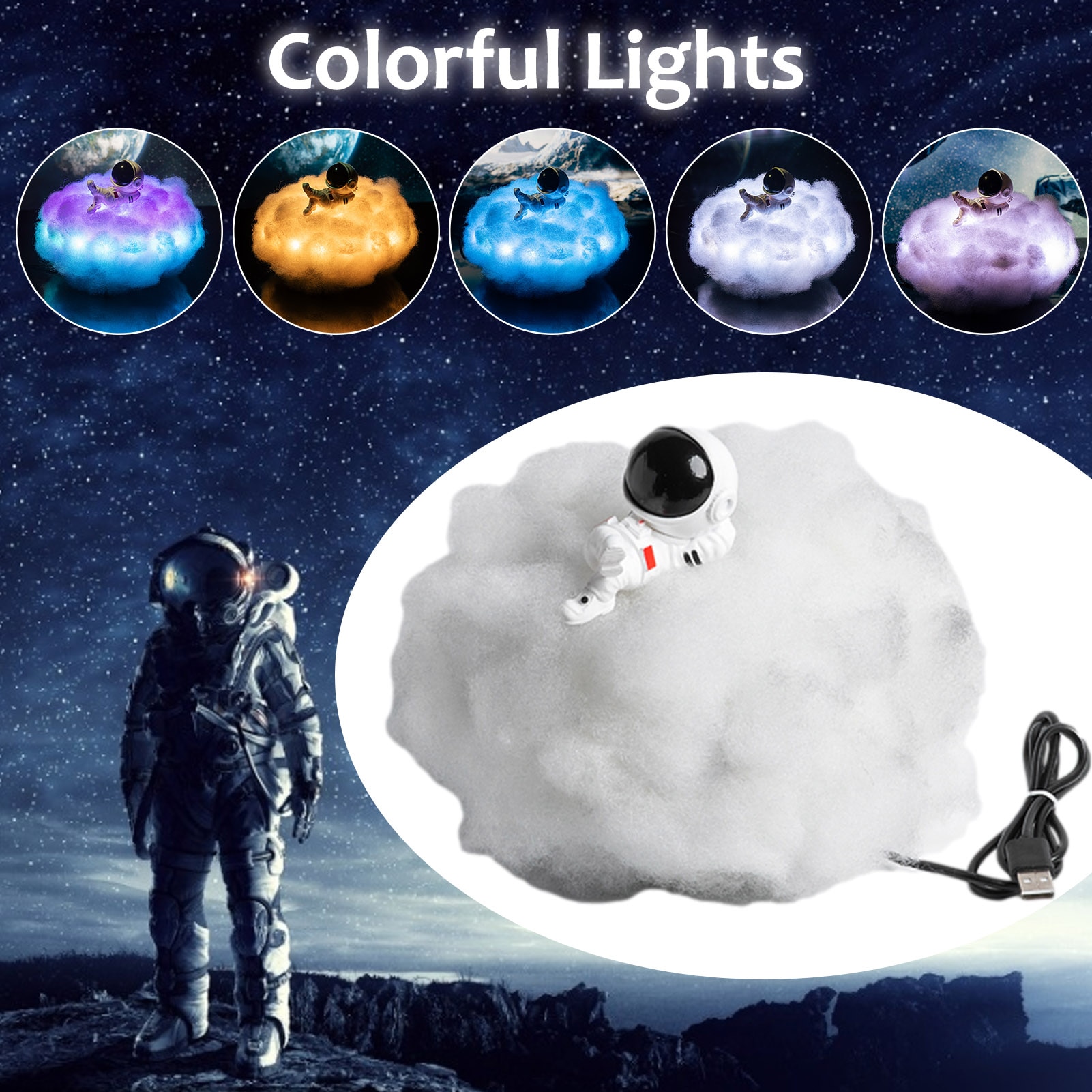 لامپ دکوری ال ای دی آسترونات LED Colorful Clouds Astronaut Lamp 3 لامپ دکوری ال ای دی آسترونات LED Colorful Clouds Astronaut Lamp - Image 3