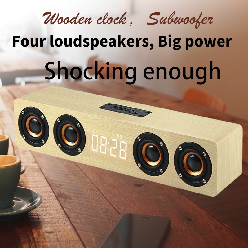 اسپیکر چوبی ساعت آلارم وایرلس رادیو پرتیبل سابوفر ۳۰۰۰ میلی آمپر Wooden Subwoofer Soundbar Portable 4 اسپیکر چوبی ساعت آلارم وایرلس رادیو پرتیبل سابوفر ۳۰۰۰ میلی آمپر Wooden Subwoofer Soundbar Portable - Image 4