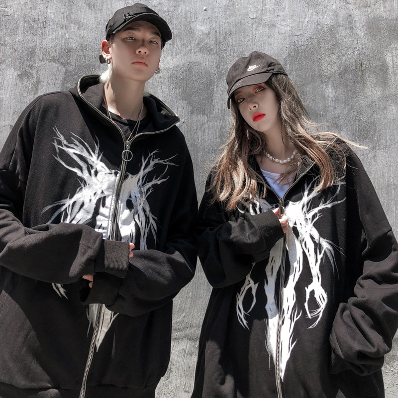 هودی دارک انجل پانک اورسایز Oversize Sweatshirt Punk 4 هودی دارک انجل پانک اورسایز Oversize Sweatshirt Punk - Image 4