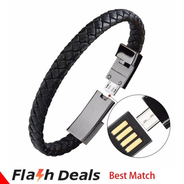 دستبند چرم یو اس بی Usb Bracelet Charger