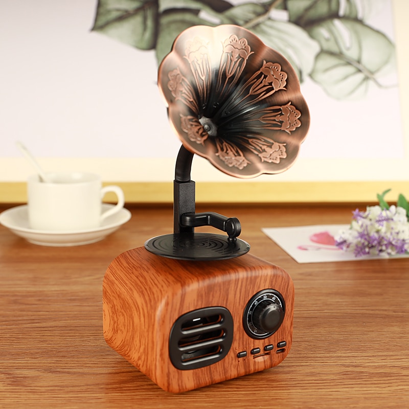 گرامافون اسپیکر چوبی بلوتوثی 5 گرامافون اسپیکر چوبی بلوتوثی - Image 5