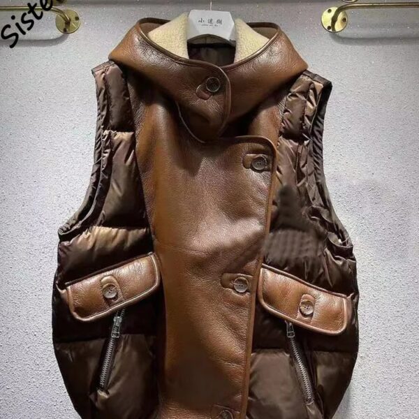 جلیقه لاکچری وینتیج چرم طبیعی