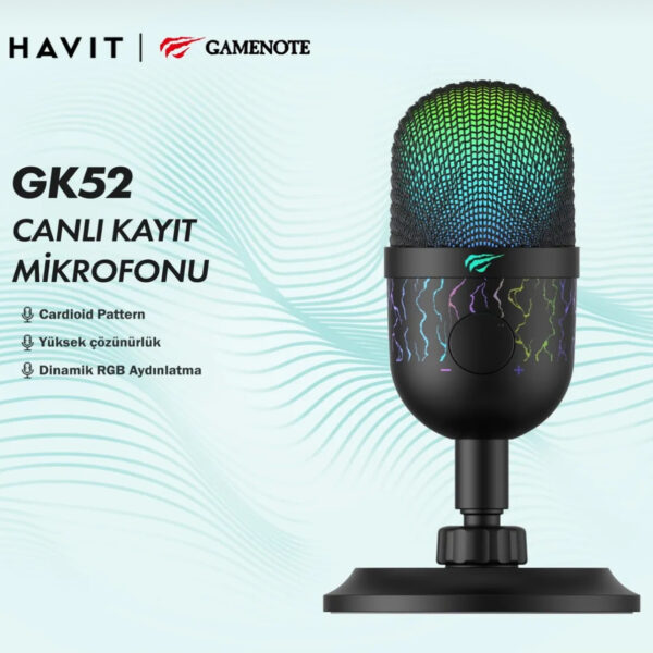 میکروفن حرفه ای استدیو یو اس بی HAVIT RGB GK52
