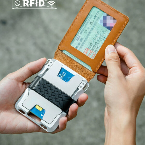 کیف پول آلمینیوم و چرم قفل دار