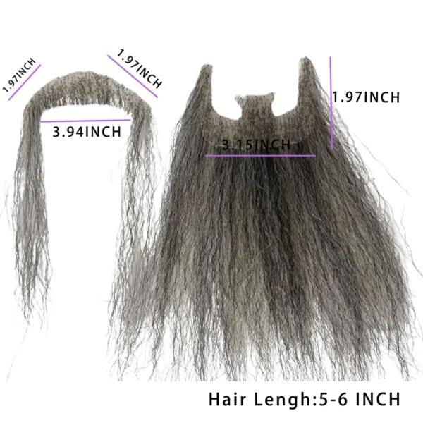 پروتز ریش توری موی طبیعی ۱۵ سانت