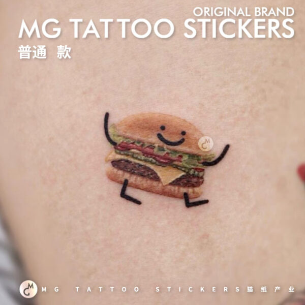 تتو موقت سه بعدی گربه همبرگر