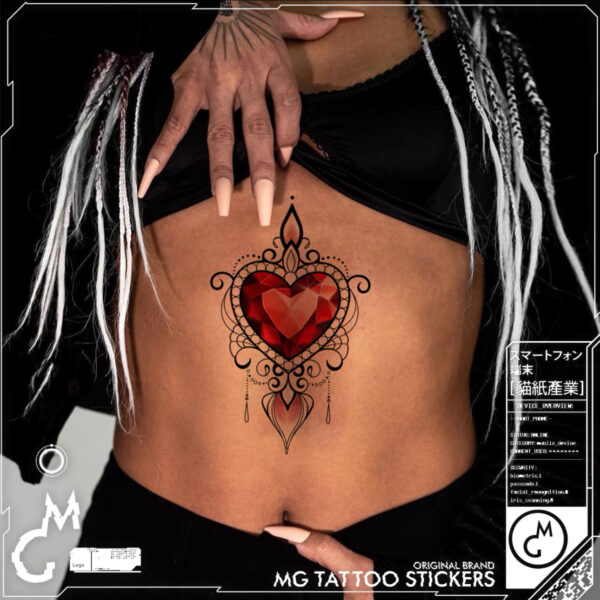 تتو موقت سه بعدی پانک قلبی