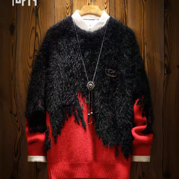 بافت طرح برجسته دو رنگ قرمز مشکی