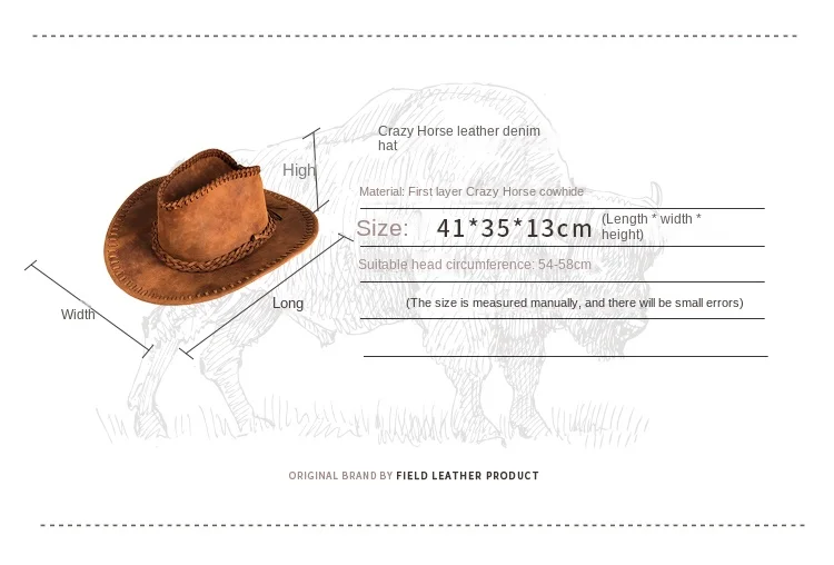 کلاه کابوی دستساز چرم طبیعی Crazy Horse 2 kf Sd406a713a7ab41a9b4df09860533516es