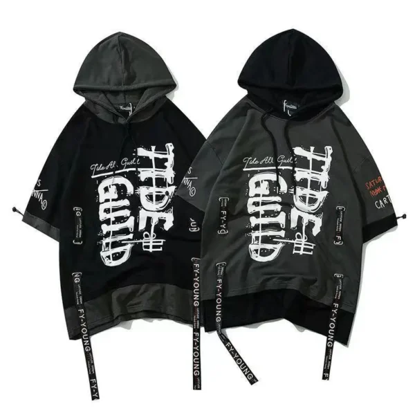 هودی کره ای بند دار گرافیتی