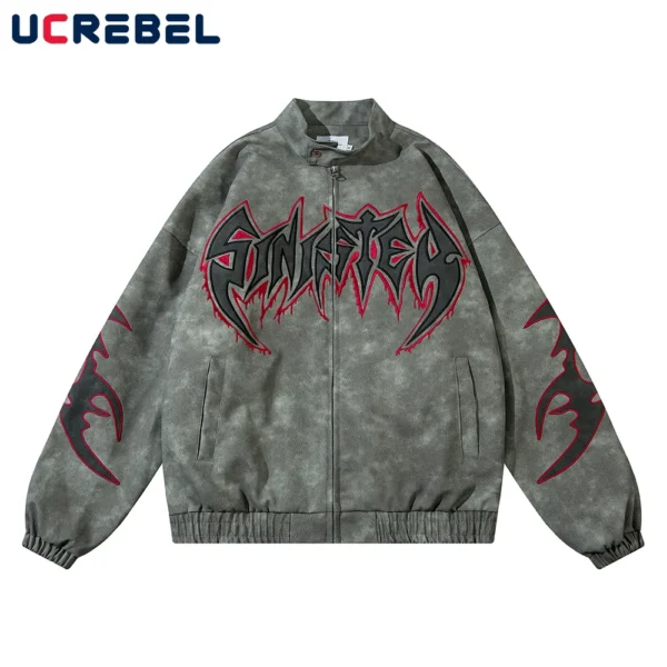 کت چرم پانکی Flame Letter