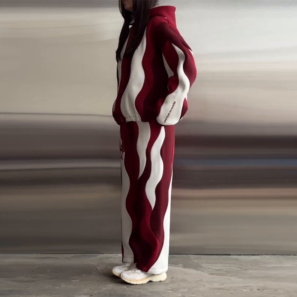 ست هودی و شلوار پاستیل اورسایز چند تیکه زرشکی