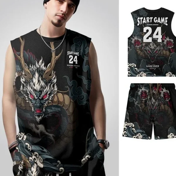 ست تیشرت و شلوارک آستین حلقه دراگون