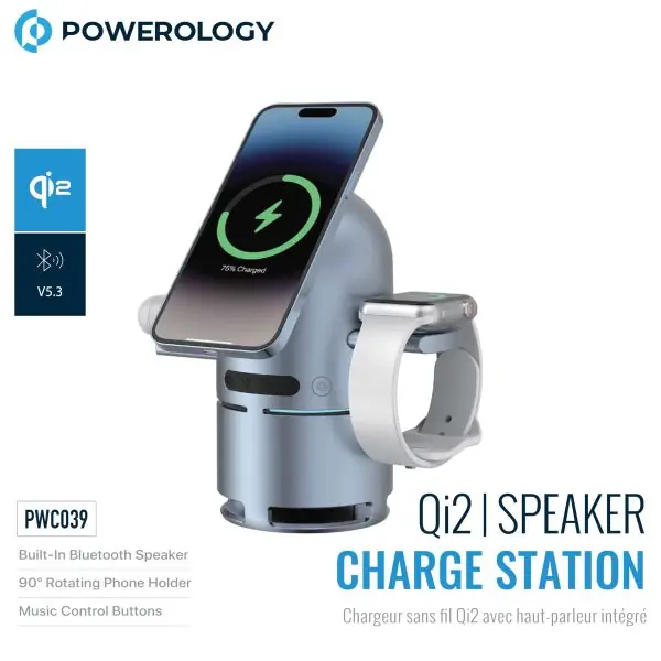 هاب شارژ وایرلس لمسی اسپیکر Qi 2.0 Fast Charging