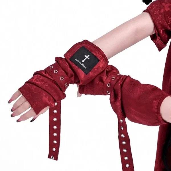 دستکش ساق بلند گاتیک پانک Jacquard Cross