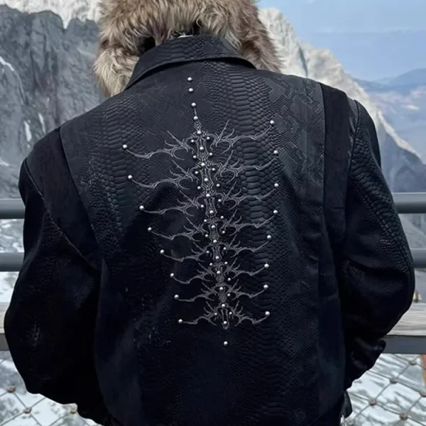 کت چرم پوست ماری اسپایکی Snake Rivet