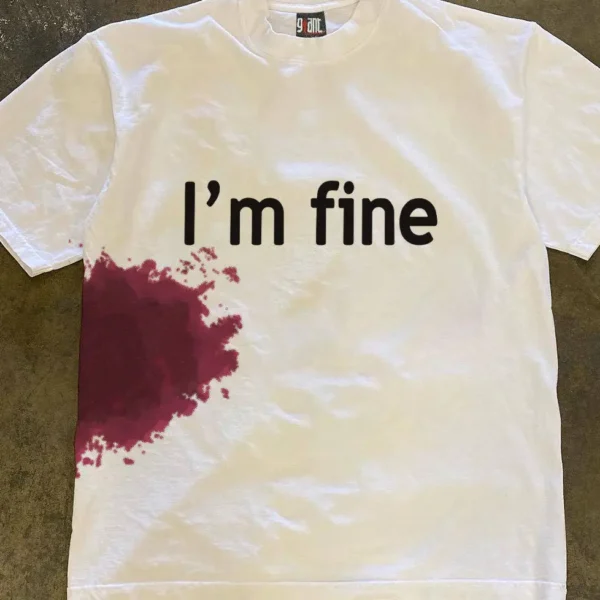 تیشرت طرح دار کتان I'm Fine