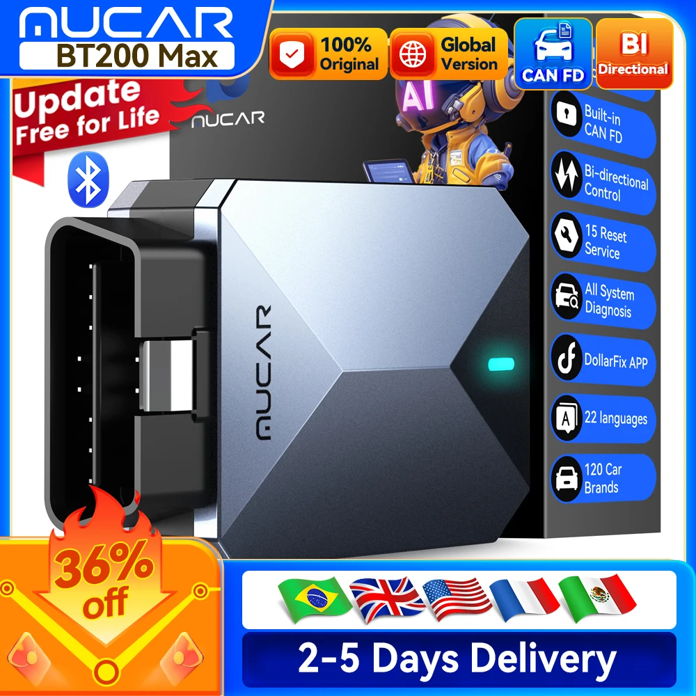 دیاگ یونیورسال خودرو هوشمند عیب یابی فول ریست MUCAR BT200 MAX A - Image 2