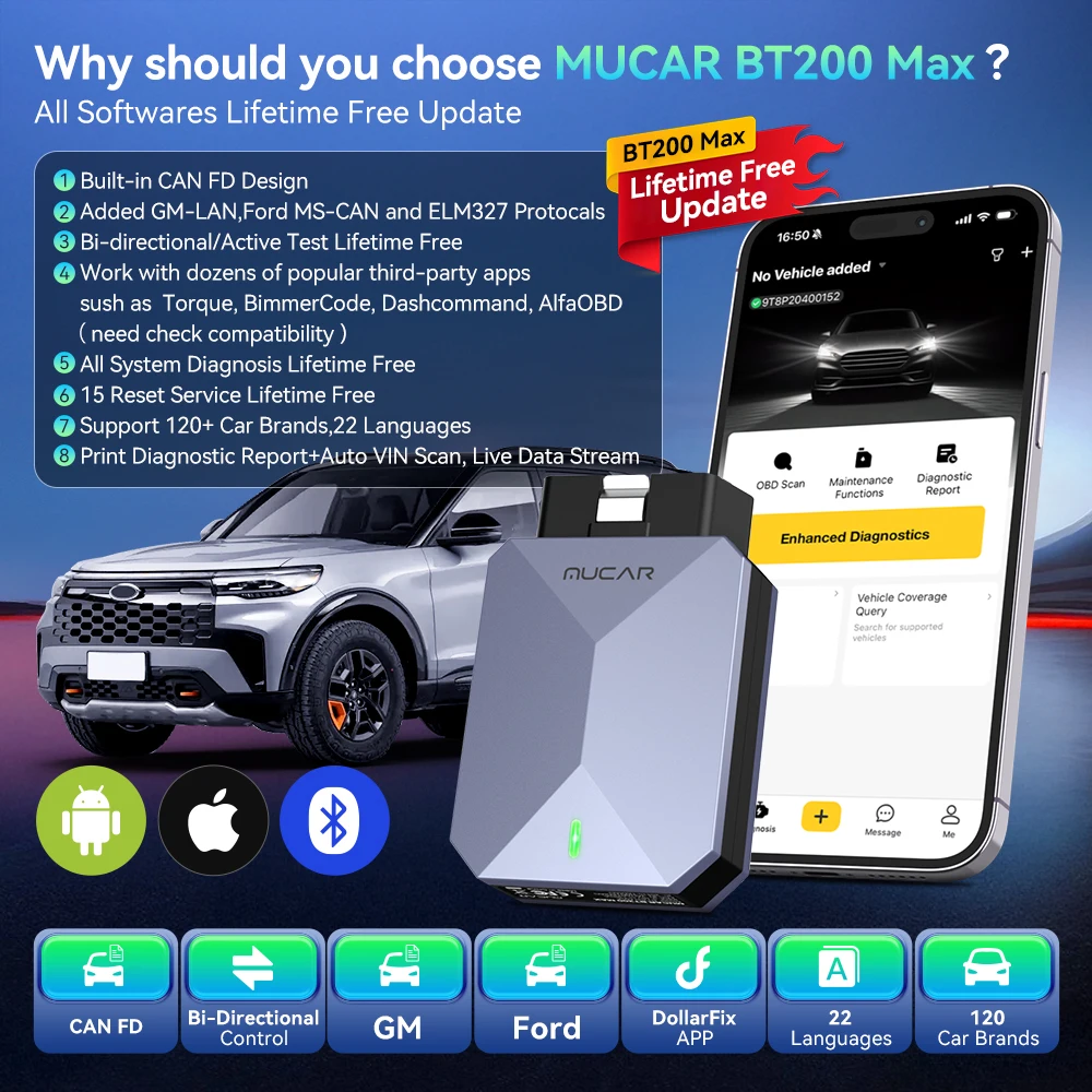 دیاگ یونیورسال خودرو هوشمند عیب یابی فول ریست MUCAR BT200 MAX A - Image 5
