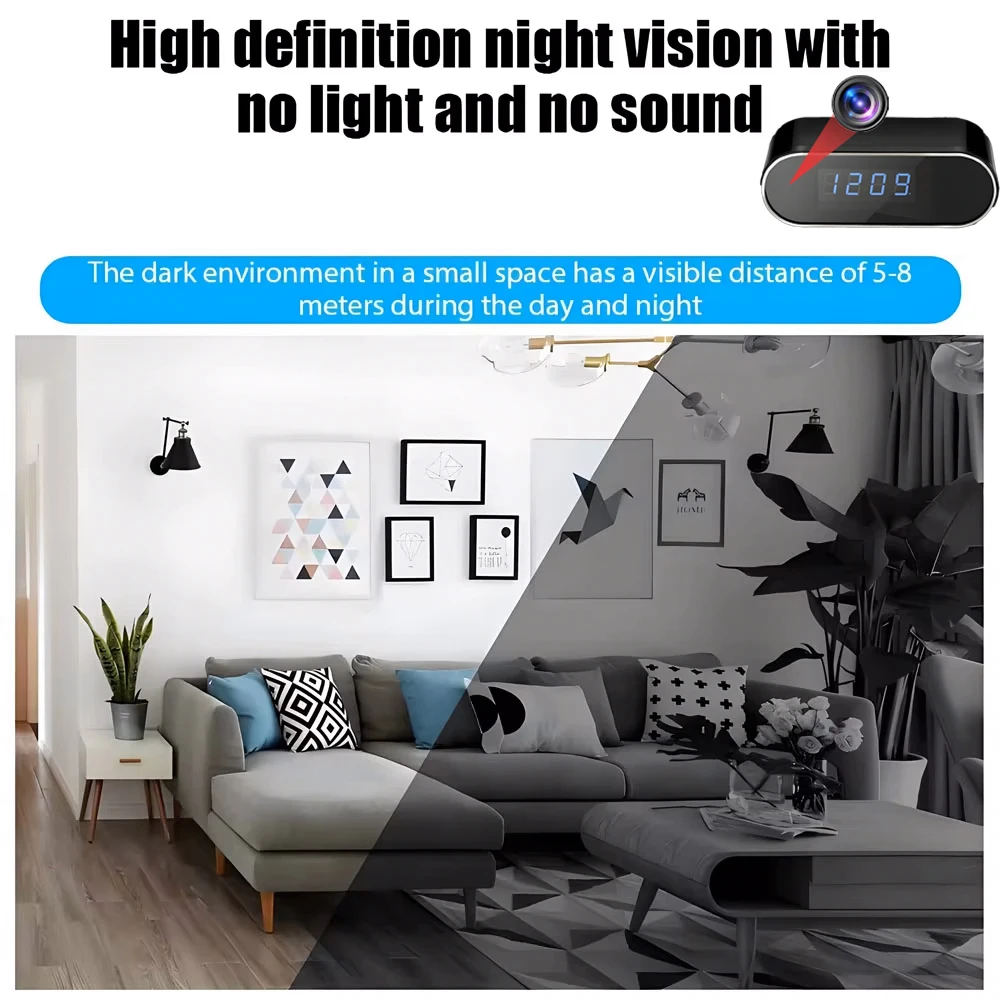 ساعت رومیزی دوربین دار پنهان وای فای سنسوردار 4K 12 kf S990b189ac27b43788d314043d07bb80bT