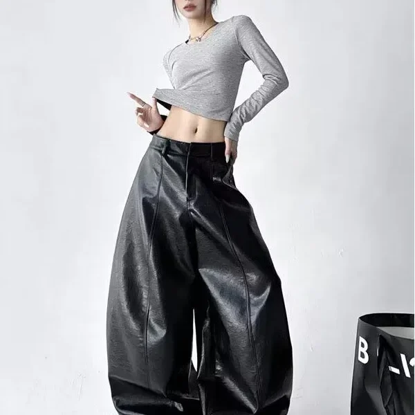 شلوار چرم بگی فشن دخترانه Sle Trousers